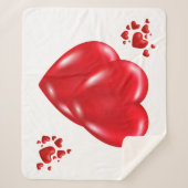 Couverture Sherpa Simple coeur rouge sur Heureuse Sainte-Valentin bl (Devant)