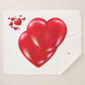 Couverture Sherpa Simple coeur rouge sur Heureuse Sainte-Valentin bl (Devant (Horizontal))