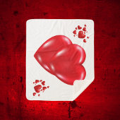 Couverture Sherpa Simple coeur rouge sur Heureuse Sainte-Valentin bl