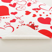 Couverture Sherpa Simple Coeurs Rouges Amour Romantique Sur Blanc | (3/4)
