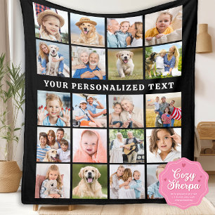 Couverture Sherpa Simple Collage de Photos Personnalisé Mignon 20 Ph