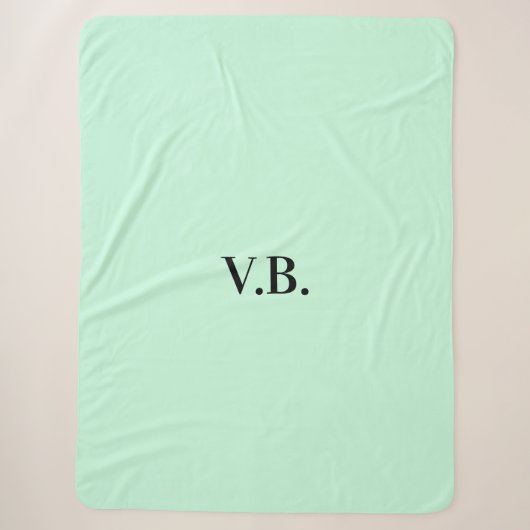 Couverture Sherpa Simple couleur unie ajouter nom texte monogramme (Devant)
