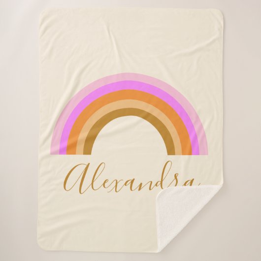 Couverture Sherpa Simple Cute Retro Rainbow Nom de script personnali (Devant)