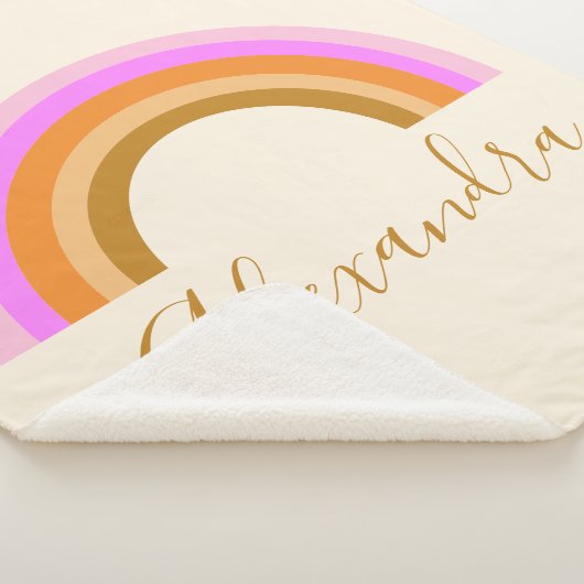 Couverture Sherpa Simple Cute Retro Rainbow Nom de script personnali (3/4)