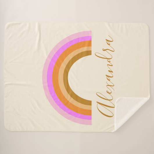 Couverture Sherpa Simple Cute Retro Rainbow Nom de script personnali (Devant (Horizontal))