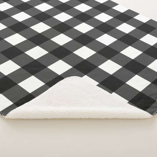 Couverture Sherpa Simple en noir et blanc En vichy (3/4)