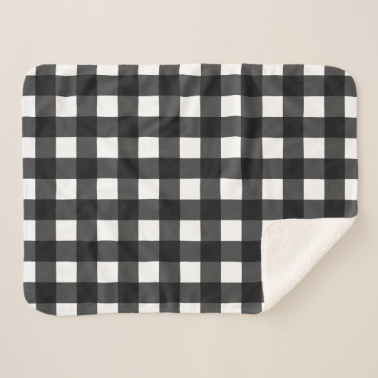 Couverture Sherpa Simple en noir et blanc En vichy (Devant (Horizontal))