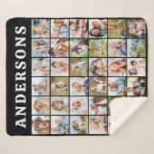 Couverture Sherpa Simple Family Photo Collage Personalized Name (Devant (Horizontal))