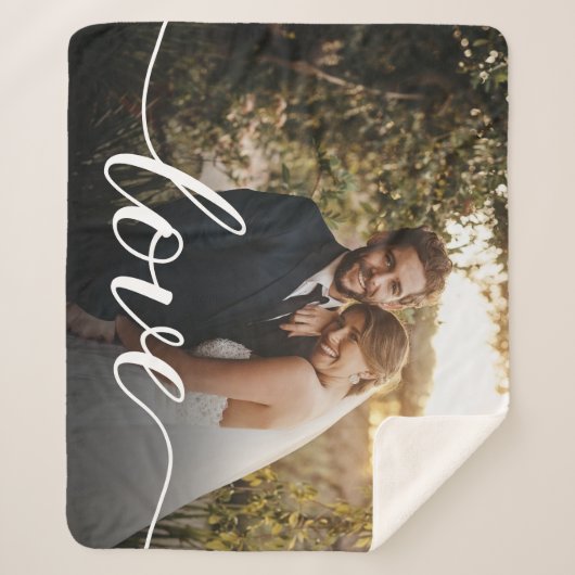 Couverture Sherpa Simple Keepsaké Love Script photo de mariage perso (Devant)