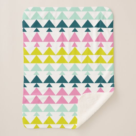 Couverture Sherpa Simple mignon Motif géométrique Pink Mint Chartreu (Devant)