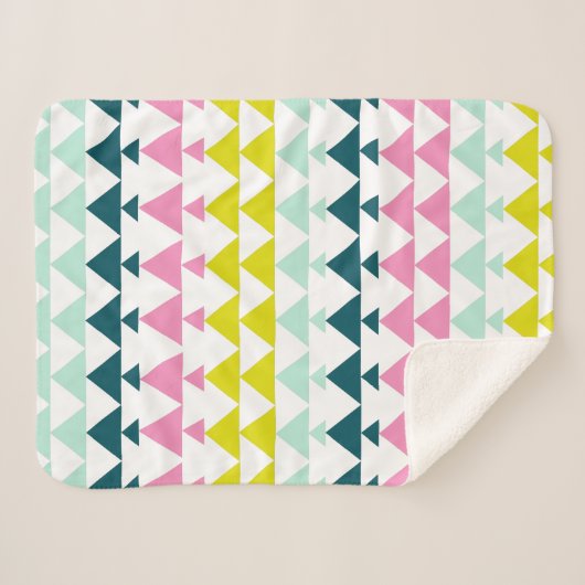 Couverture Sherpa Simple mignon Motif géométrique Pink Mint Chartreu (Devant (Horizontal))