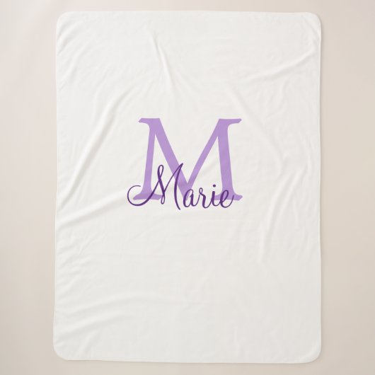 Couverture Sherpa simple minimal add name monogram pink red throw (Devant)