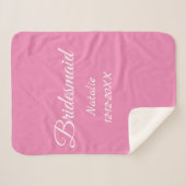Couverture Sherpa Simple minimal pink bridesmaid add name year text  (Devant (Horizontal))