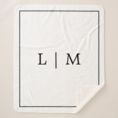 Couverture Sherpa Simple Monogramme classique noir et blanc minimali (Devant)