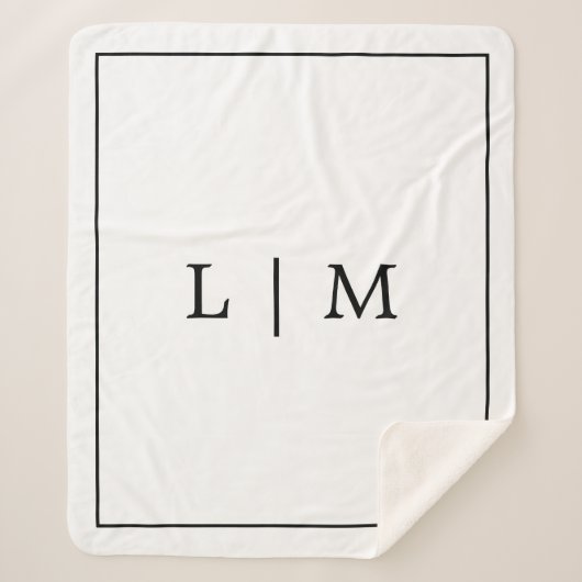 Couverture Sherpa Simple Monogramme classique noir et blanc minimali (Devant)