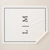 Couverture Sherpa Simple Monogramme classique noir et blanc minimali (Devant (Horizontal))