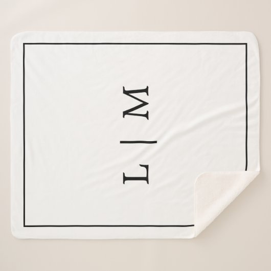 Couverture Sherpa Simple Monogramme classique noir et blanc minimali (Devant (Horizontal))