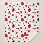 Couverture Sherpa Simple Motif Ladybug rouge, noir et blanc (Devant)