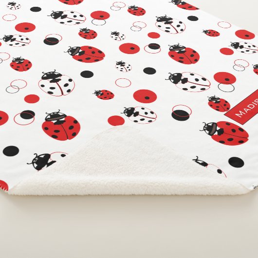 Couverture Sherpa Simple Motif Ladybug rouge, noir et blanc (3/4)