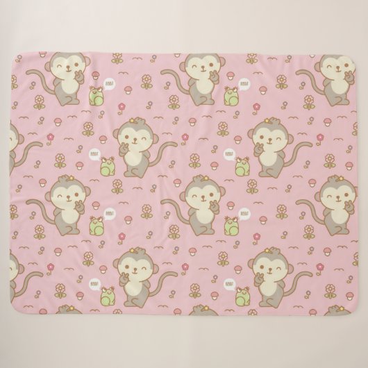 Couverture Sherpa Singe et Grenouilles (Devant (Horizontal))