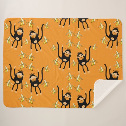 Couverture Sherpa Singe mignon (Devant (Horizontal))