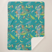 Couverture Sherpa Singe mignon et bananes dans le Motif d'arbre (Devant)