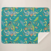 Couverture Sherpa Singe mignon et bananes dans le Motif d'arbre (Devant (Horizontal))