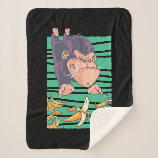 Couverture Sherpa Singe Mignonne Avec Bananes (Devant)