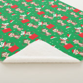 Couverture Sherpa Singe Noël Père Noël Motif Chapeau Rouge Vert (3/4)