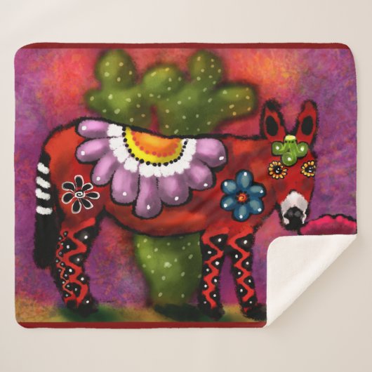 Couverture Sherpa Singe Whimsical Floral Du Sud-Ouest De Style Talav (Devant (Horizontal))