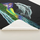 Couverture Sherpa Sirène avec dauphins (3/4)