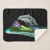 Couverture Sherpa Sirène avec dauphins (Devant (Horizontal))
