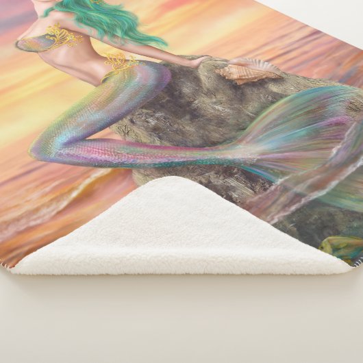 Couverture Sherpa Sirène Blanche. Au coucher du soleil. (3/4)