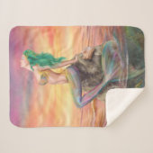 Couverture Sherpa Sirène Blanche. Au coucher du soleil. (Devant (Horizontal))