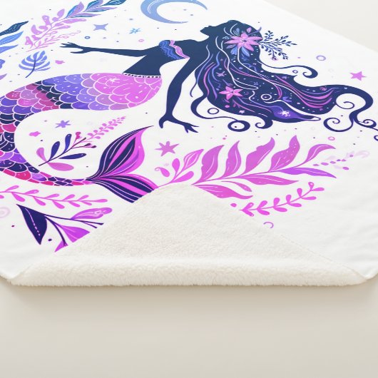 Couverture Sherpa Sirène Boho sous la mer rose & pourpre (3/4)