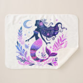Couverture Sherpa Sirène Boho sous la mer rose & pourpre (Devant (Horizontal))
