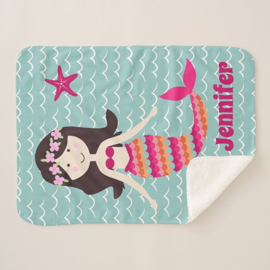 Couverture Sherpa Sirène sur Waves Motif Sherpa Throw (Devant (Horizontal))