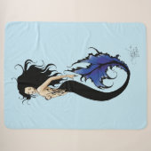 Couverture Sherpa Sirène tribale bleue (Devant (Horizontal))