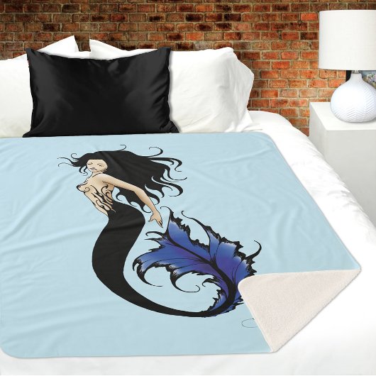 Couverture Sherpa Sirène tribale bleue