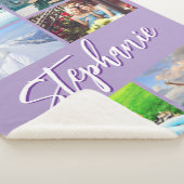Couverture Sherpa Six photos horizontales Collage personnalisé viole (3/4)