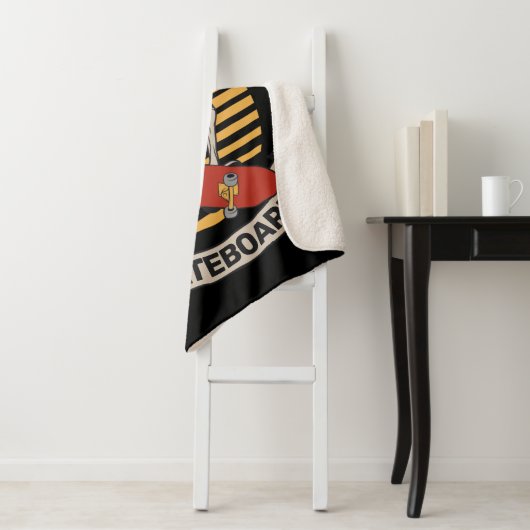 Couverture Sherpa Skateboard personnalisé Nez Grab Skeleton Skeleton (En situation)