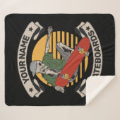 Couverture Sherpa Skateboard personnalisé Nez Grab Skeleton Skeleton (Devant (Horizontal))