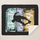 Couverture Sherpa Skateboard Tee - Retro Vintage Skateboarder (Devant (Horizontal))
