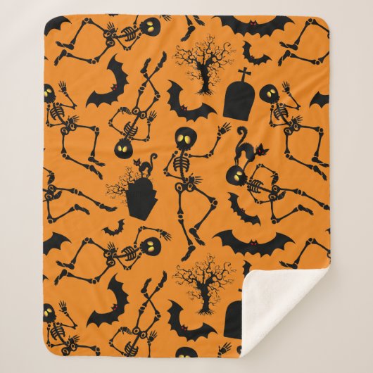 Couverture Sherpa Skeletons d'Halloween Macabre Dance (Devant)
