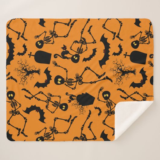 Couverture Sherpa Skeletons d'Halloween Macabre Dance (Devant (Horizontal))