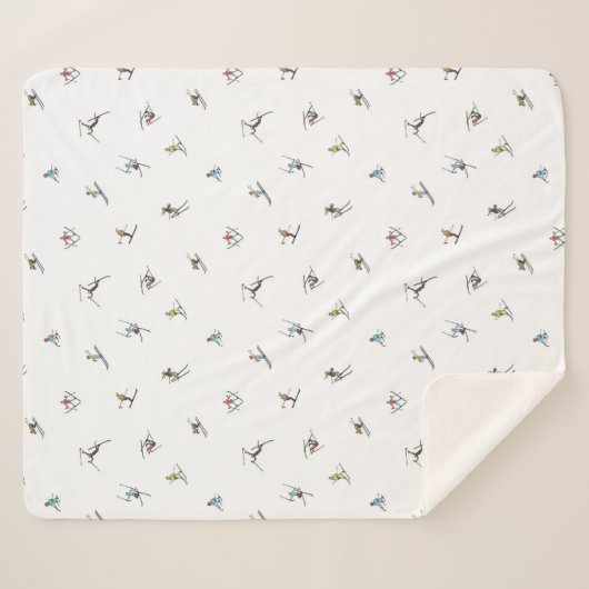 Couverture Sherpa Skieurs d'hiver en action Motif (Devant (Horizontal))