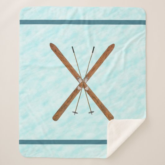 Couverture Sherpa Skis De Fond Et Poles Sur Neige (Devant)