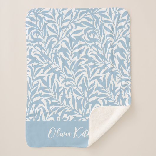 Couverture Sherpa Sky Blue Willow Bough Monogrammed (Devant)