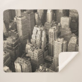 Couverture Sherpa Skyline de Manhattan, aérien noir et blanc. (Devant (Horizontal))