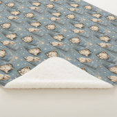 Couverture Sherpa Sleepy Cats Under Starry Sky Cozy Blue Pattern (3/4)